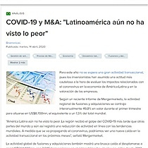 COVID-19 y M&A: Latinoamrica an no ha visto lo peor